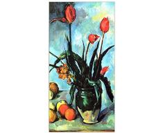 ArtPlaza Cezanne Paul-Still Life, vase with Tulips, Dekorative Paneele, Holz, Mehrfarbig, 50 x 1.8 x 100 cm