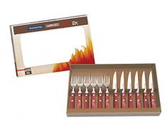 Tramontina 29899/221 Spanish Style Steakbesteck, Set 12-teilig, AISI 420, Edelstahl, Echtholzgriff rot