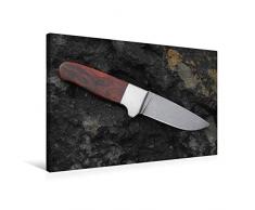 Premium Textil-Leinwand 75 cm x 50 cm quer Design Jagdmesser, rostfreier Edelstahl von Balbach, Muster Große Rosen