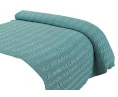 highams 100% gewebte Baumwolle Kabel Knit Bett Decke/Überwurf Duck Egg – 125 x 150 cm, Duck Egg Blue