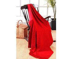 EliteHomeCollection Überwurf / Decke, 225 x 250 cm, 100 % indisches Polyester, Chenille, rot, Doppelbett