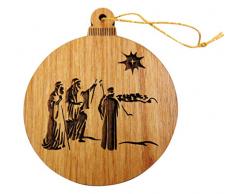 Weihnachten Leuchtmittel Geformte Flache Weihnachtskrippe aus Holz Ornament Made in Den USA, 7,6 cm