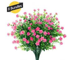 GREENRAIN Künstliche Blumen, für den Außenbereich, UV-beständig, kein Verblassen, künstliche Kunststoffpflanzen, Garten, Veranda, Fenster, Box Dekoration, 6 Stück 14 * 9 inch Rose