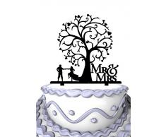 Meijiafei Rustic Wedding Mr & Mrs Bride and Groom with Blossom Tree Cake Topper