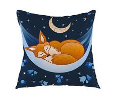oFloral Fuchs Dekorativer Überwurf-Kissenbezug, Fuchs schlafend auf Hängematte, Nacht-Kissenbezug, quadratisch, für Sofa, Couch Zuhause, Auto, Schlafzimmer, Wohnzimmer 18 * 18 Designh-14