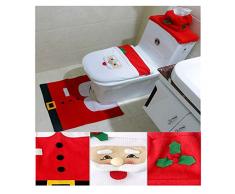 Garma 3-teiliges Weihnachts-Dekorations-Set mit Weihnachtsmann, Schneemann, Rentier, WC-Deckelbezug und Teppich Rot&Weißer Weihnachtsmann