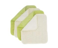 TTYBG Waschlappen aus natürlichem Bio-Bambus und Baumwolle, doppelseitig, sehr weich für Duschen, Bad, Spa, sanft für Körpergesicht, empfindliche Babyhaut, 4 Stück (grün und weiß)