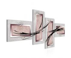 Bilder Abstrakt Wandbild 200 x 100 cm Vlies - Leinwand Bild XXL Format Wandbilder Wohnzimmer Wohnung Deko Kunstdrucke Rosa Grau 4 Teilig - MADE IN GERMANY - Fertig zum Aufhängen 100341a