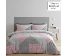 Catherine Lansfield Larsson Geo Pflegeleicht, Polyester Baumwolle, Rose, Einzelbett
