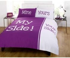 Rapport My Side Your Side King Größe Bettbezug und Zwei Kissenbezüge Bett-Set Bettwäsche Leinen, Damson Lila