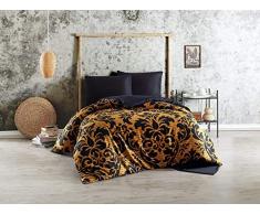 EnLora Home Bettwäsche-Set für Doppelbett, Schwarz Beige, 200 x 200 cm, 3 Stück