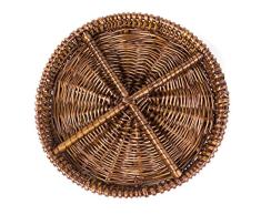 Rundes Tablett aus Naturweide, 25,4 cm, Dunkelkaramellbraun