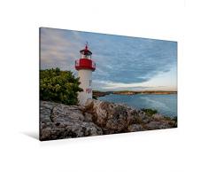 Leinwand Leuchtturm von Port Manech, Bretagne 120x80cm, Special-Edition Wandbild, Bild auf Keilrahmen, Fertigbild auf hochwertigem Textil, Leinwanddruck, kein Poster