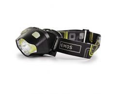 EMOS wasserdichte Stirnlampe mit Rotlicht, Grünlicht, 7 Lichtmodi, IP43 schwenkbare Kopflampe mit 160 St. Leuchtdauer, 220lm Helligkeit, 100m Leuchtweite, COB LED Outdoor-Kopfleuchte, Schwarz/Gelb