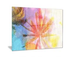 Design Art Reflektierende Retro Palm Trees-Landscape Wandbild Ölgemälde Metall art-mt7796–28 x 12, 28 x 12