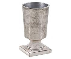 Moycor Sheva Vase Basis, klein, 11 x 11 x 20 cm, Silber und Holz Gebleicht