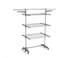 KITCHEN MOVE BAT-TR-22 Wäscheständer, Edelstahl, Grau, L 168 x B 68 x H 150 cm