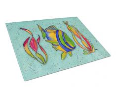 Carolines Treasures 8569LCB Schneidebrett mit tropischen Fischen auf blaugrünem Glas, groß, mehrfarbig