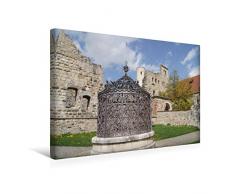 Premium Textil-Leinwand 45 x 30 cm Quer-Format Brunnen auf Schloss Hellenstein | Wandbild, HD-Bild auf Keilrahmen, Fertigbild auf hochwertigem Vlies, Leinwanddruck von Kattobello