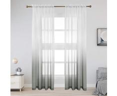 Selectex Vorhang aus Kunstleinen, mit geometrischen Mustern, für Wohnzimmer und Schlafzimmer, 2 Stück 52 x 108 Inch Ombre-Light Gray