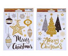 The Happy Holiday Weihnachts-Fensterdekoration – wählen Sie Stil – Weihnachtsdorf, Weihnachtsmann, Rentiere, Schlitten, Schneemann, Elfen, Pinguine oder Schwarz und Gold Klassisches Schwarz und Gold