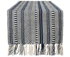 DII Tischläufer aus geflochtener Baumwolle, perfekt für Sommer, Urlaubspartys und den täglichen Gebrauch Gestreift 15x72 Marineblau