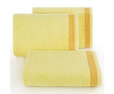 Eurofirany Handtuch Baumwolle Gelb Weich Wellenmuster Bordüre Set 6-er Pack Oeko-Tex, 50X90 cm, 3