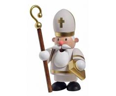 KWO Olbernhau 25028 Deko Räuchermann Heiliger St.Nikolaus mini, Holz, 9 x 9 x 13,5 cm, bunt