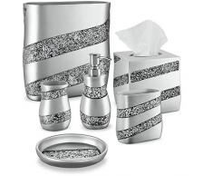 DWELLZA Badezimmerzubehör-Set, 6-teilig, mit Seifenspender, Zahnbürstenhalter, Becher, Seifenschale, Tissue Cover, Abfalleimer