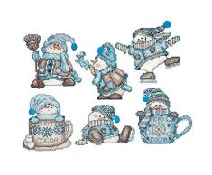 Design Works Christbaumschmuck aus Kunststoff/Segeltuch, quadratisch, Kakao-Schneemänner, Mehrfarbig