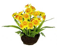 Gesteck / Arrangement aus künstlichen Narzissen im Reisig Nest, Künstliche Unechte Blumen Pflanzen, Künstliche Deko, Frühjahrsdekoration, Osterdeko, Tischdeko, Frühjahr, Ostern, Osterglocken