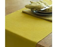 LinenMe, Lara Tischläufer aus zitrinfarbenem Leinen, einteilig, 50 x 140 cm 0238001