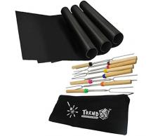 TrendBox Set von 3 Grill Mats + 8 Teleskop Acampada Bratspieß