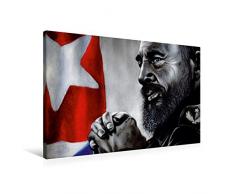 Calvendo Premium Textil-Leinwand 90 cm x 60 cm quer, FIDEL Castro - FÃ¼hrer der kubanischen Revolution | Wandbild, Bild auf Keilrahmen, Fertigbild auf echter Leinwand, Leinwanddruck Menschen Menschen