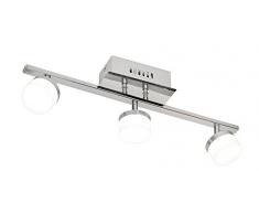 Oaks Lighting Kemi 10,5 W LED Deckenleuchte chrom, mit 3 Lampenschirmen aus satiniertem Glas,
