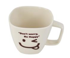 Southern Homewares SH-10040 Worry Be Happy Kaffeetasse aus Keramik, Gesicht 06, weiß, Einheitsgröße