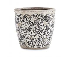 K&K Interiors 15298A-BK-3 Pflanztopf, 15,25 cm, Vintage, Schwarz/Weiß