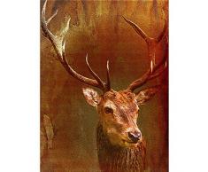 Kunstdruck auf Leinwand, Motiv Wee Blue Coo Hirschkopf, Vintage-Stil