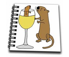 Mini-Notizblock mit 3D-Rose, Motiv Seeotter mit Weißweinglas