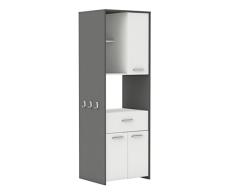demeyere Almond Küchenschrank, Spanplatte, Weiss/gaphite grau, 60 x 180 x 50 cm