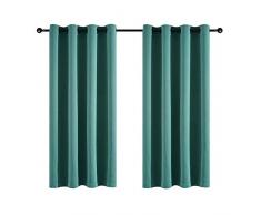 Taisier Raum-Verdunkelungsvorhänge Energy Smart Solid Ösenvorhänge Verdunkelungsvorhang 1 Panel für Duschvorhänge Schlafzimmer inkl. 1 passendem Band 84 L |Pair blaugrün