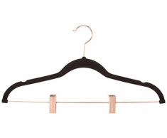 OnCloud-7 Kleiderbügel aus schwarzem Samt, mit Clips, 20 Stück, rutschfeste Hosen und Rock Kleiderbügel mit roségoldfarbenen Haken