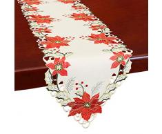 GRELUCGO Weihnachten Urlaub Stickerei Weihnachtsstern Tischläufer 38,1 x 177,8 cm, Polyester, beige, 16x36 inch