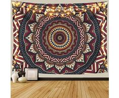 Anroye Mandala Ombre Wandbehang, Bohemian Tapisserie für Wohnheim, Wohnzimmer, Schlafzimmer, Deckendekoration, bunte Boho-Decke für Männer und Frauen mit nicht abzeichneten Haken und Clips, 144,8 x 182,9 cm 70x90inch Bunte Mandala.