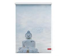 Lichtblick Rollo Klemmfix, 45 x 150 cm mit Motiv Buddah - Hellblau Montage ohne Bohren, moderner Sicht-und Sonnenschutz, Motivrollo, lichtdurchlässig & Blickdicht
