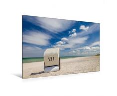 Premium Textil-Leinwand 120 x 80 cm Quer-Format Einsamer Strandkorb am Strand auf Zingst | Wandbild, HD-Bild auf Keilrahmen, Fertigbild auf hochwertigem Vlies, Leinwanddruck von Christian Müringer
