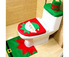 Alimitopia Weihnachten Santa Badezimmer WC-Sitz Cover und Teppich Set für Badezimmer Weihnachtsschmuck (3 Stück) Numen