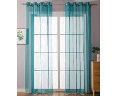2er Set Ösenvorhänge Transparent »Uni« Gardine, 20332-cn2 (Türkis, HxB 175x140 cm)