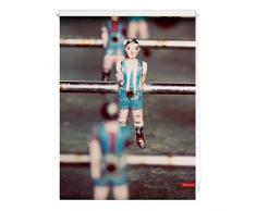 Lichtblick Verdunklungsrollo Klemmfix, 70 x 150 cm mit Motiv Kicker - Grau Blau Montage ohne Bohren, blickdichter Sicht-und Sonnenschutz, Motivrollo mit Verdunklungsfunktion