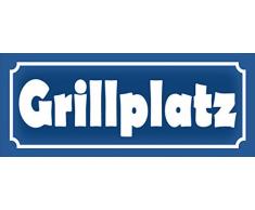 Schatzmix Spruch Grillplatz Garten Feier Metallschild 27x10 cm Wanddeko tin Sign Blechschild, Blech, Mehrfarbig